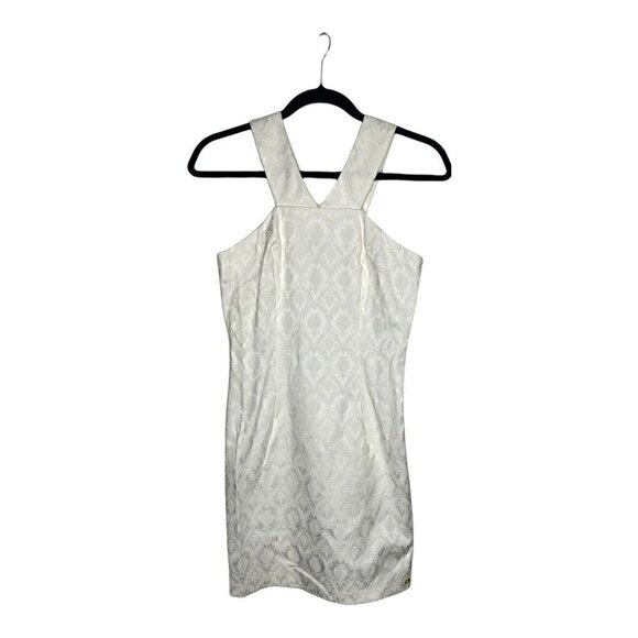 Guess Dress Size Small Cream Embroidered High Strap Mini Bodycon Dress Wedding - Picture 1 of 7